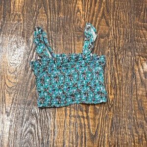 GAP Kids Blue and Black Floral Top